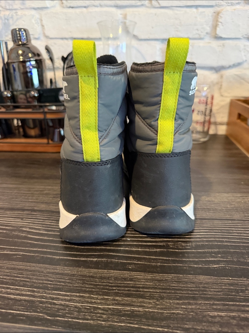 Sorel Gray Boot with Neon Yellow Laces - Picture 3 of 6